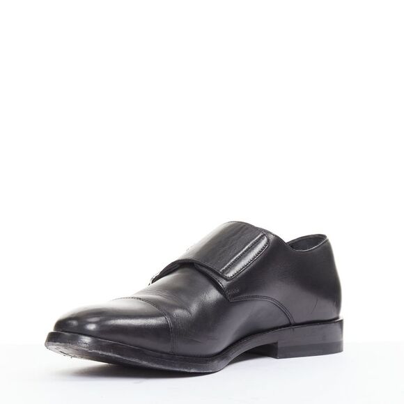 SAINT LAURENT black leather silver buckle double monk strap oxford shoes EU35.5 - Picture 4 of 10